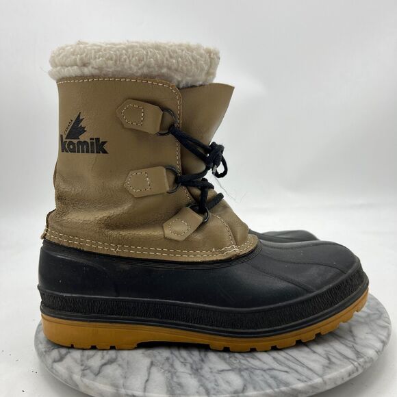 Kamik Boots Mens 8 Beige Waterproof Leather Faux Fur Snow Winter Made In Canada main image 12